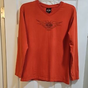 Harley-Davidson V-Neck Orange Long Sleeve